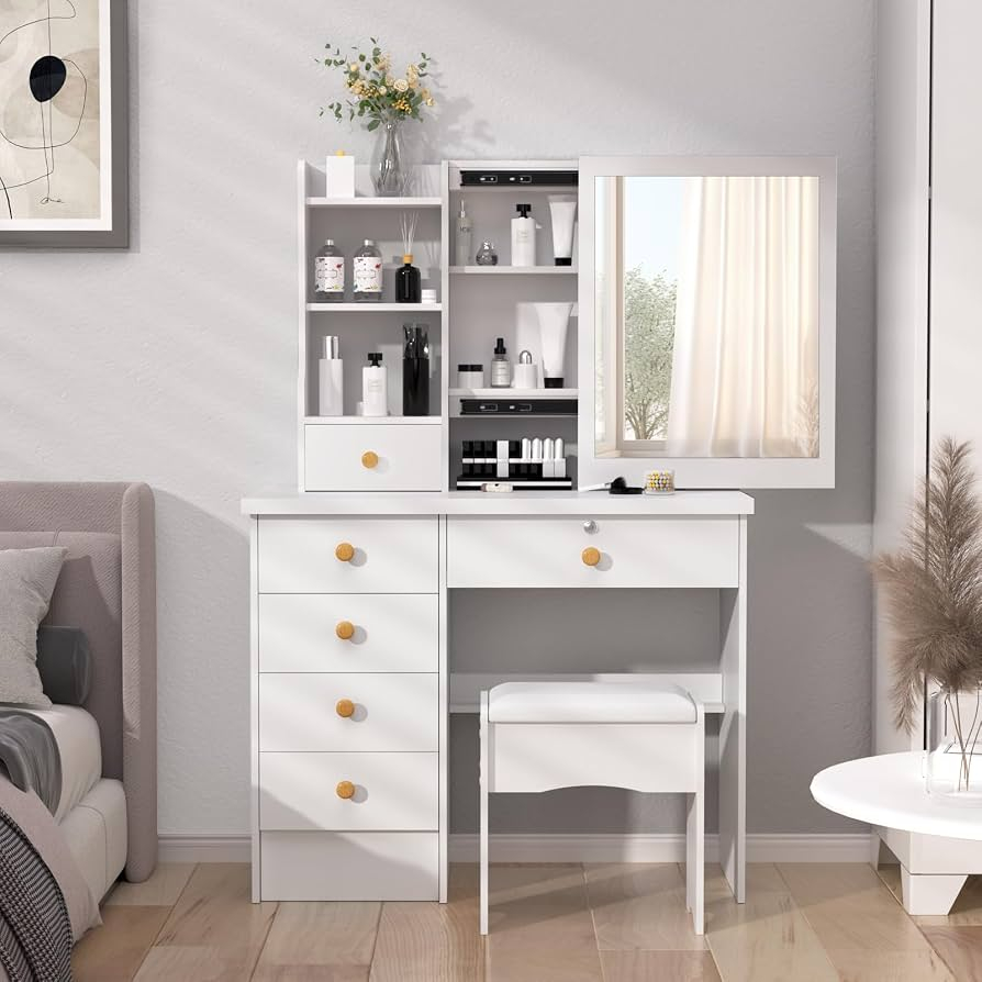 Teen Vanity Desk With Mirror Ideas for Minimalist Rooms in Hobart, Indiana